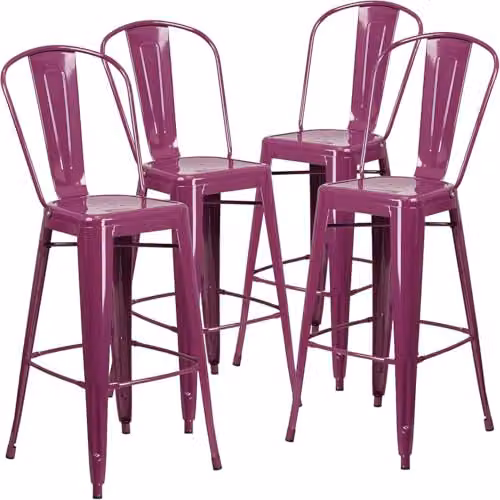 FWStyle Blake Purple Industrial Metal Counter Stool with Distressed Finish – 3