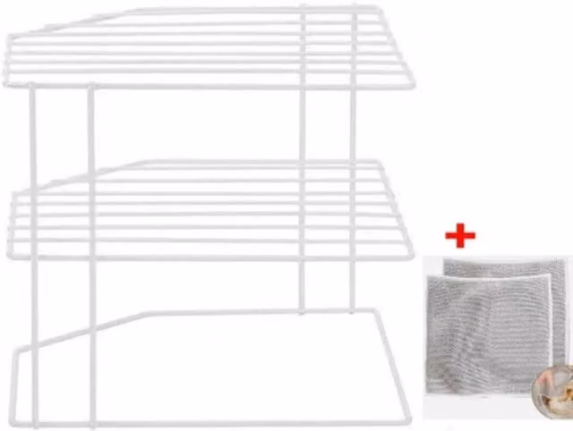 PAWNORA 3-Tier Multifunction Corner Plate Rack and Kitchen Cupboard Organiser, White