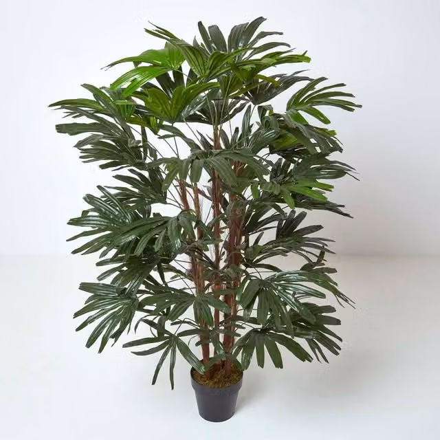 Homescapes Artificial Rhapis Excelsa Palm Tree, Green, Height: 150 cm