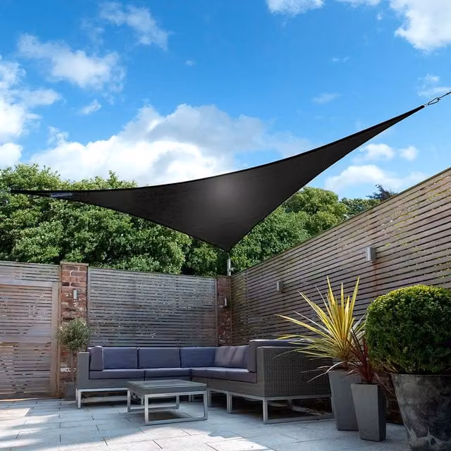 Kookaburra Black Waterproof Triangle Sun Shade Sail with UPF 50 Protection