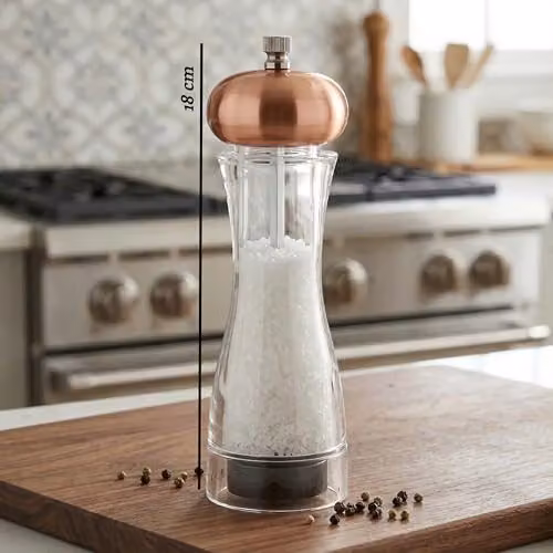 Orsina Small Transparent and Copper Salt and Pepper Mill with Acrylic and Ceramic Mechanism – 2