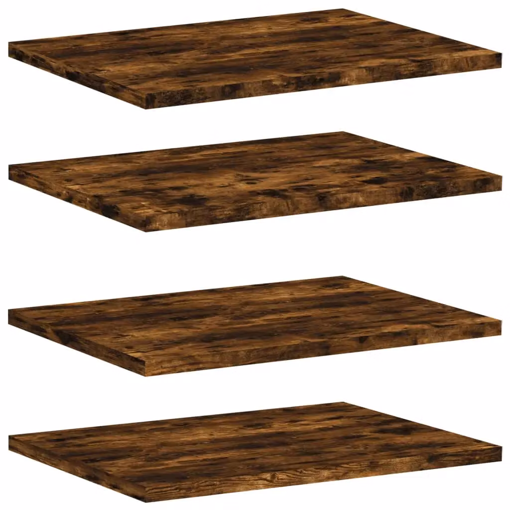 Berkfield Home Set of 4 Wall Mounted Shelves in Smoked Oak Brown, W: 40 cm, D: 30 cm, H: 1.5 cm – 2