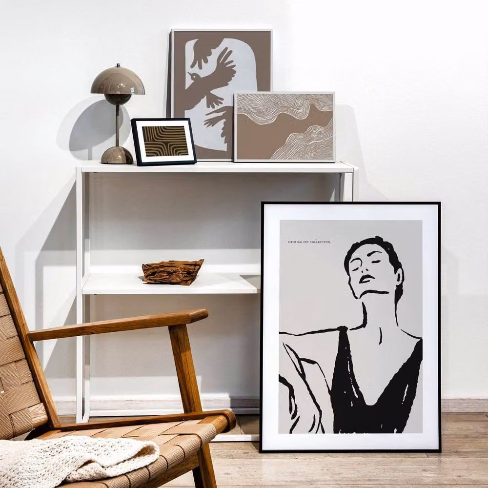 Nielsen Design Super 8 Aluminium Single Picture Frame with Modern Abstract Geometric Art Print, Black, W: 30 cm, H: 40 cm – 4