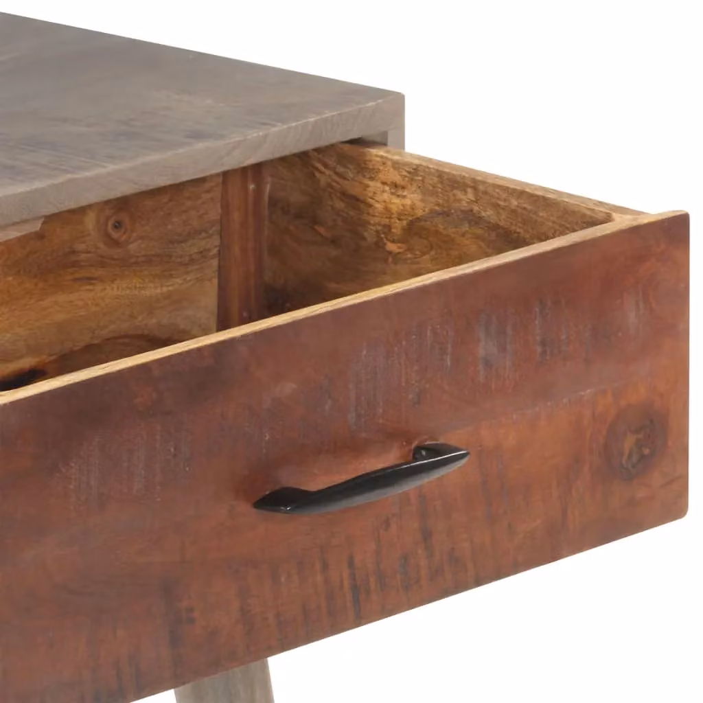 Berkfield Home Grey Rustic Solid Mango Wood Console Table W/D/H: 110 x 35 x 75 cm – 2