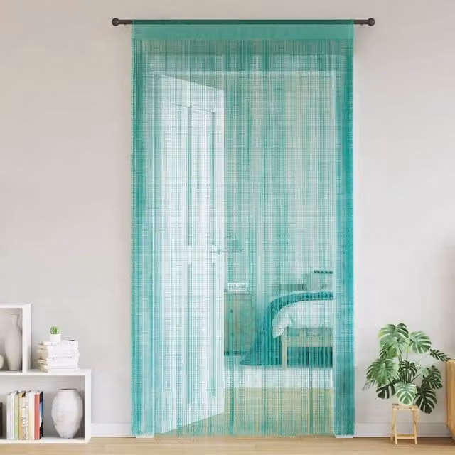 Berkfield Home Turquoise String Curtains, 2 Pack, W: 140 cm, H: 250 cm