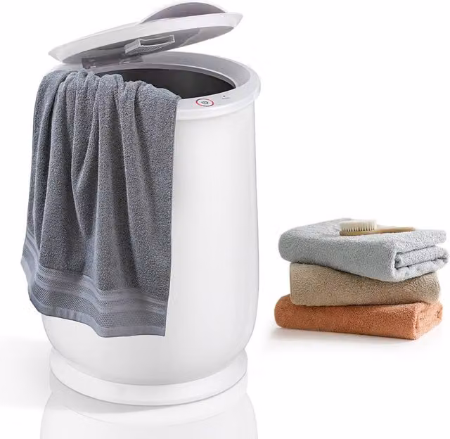 Gymax 21L Towel Warmer Bucket with Flip-top Lid, White