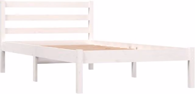 Berkfield Home Beautiful Single Bed Frame in White Solid Pine, W/D/H: 90 x 190 cm