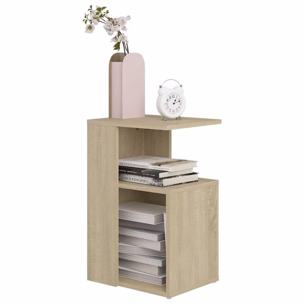 Berkfield Home Sonoma Oak Side Table in Light Brown, W/D/H: 36 x 30 x 56 cm – 3