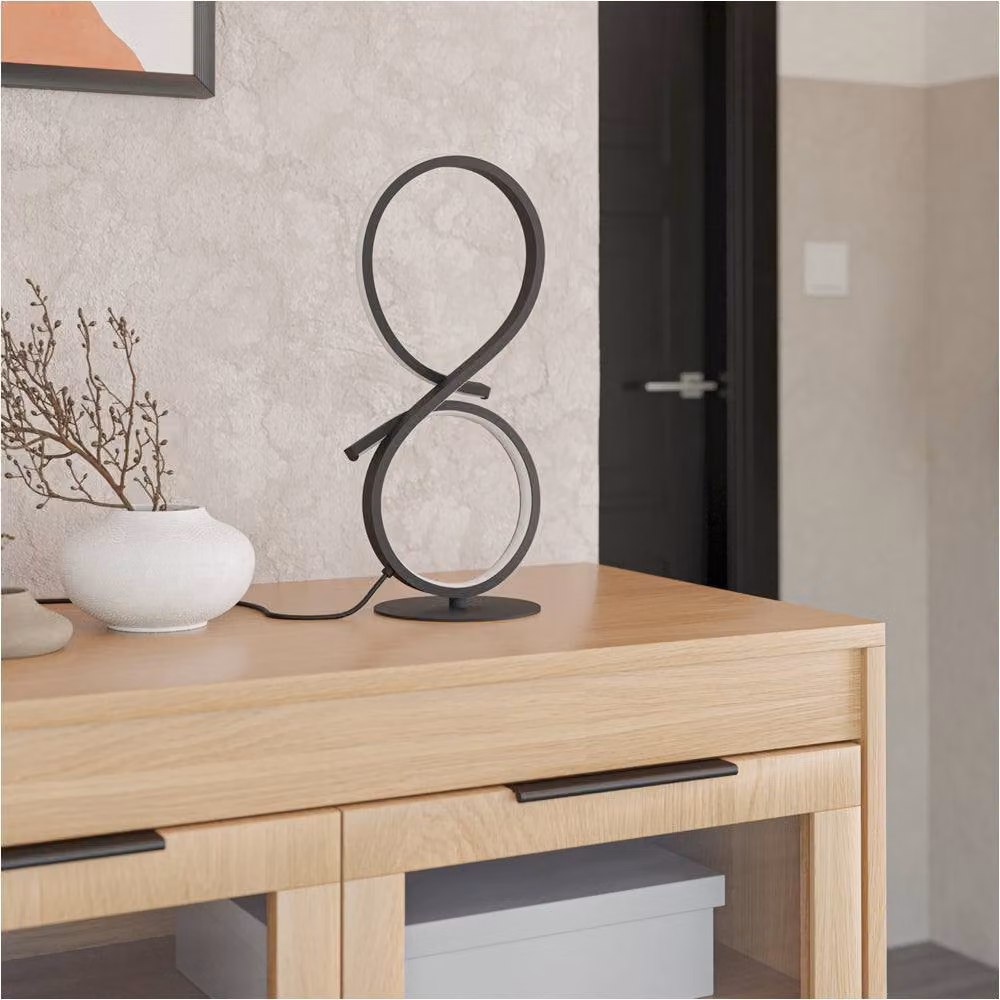Loops Minimalist Black Table Lamp with LED Warm White Bulb – 3