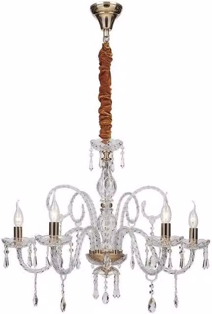 Netlighting MONALISA 5 Light Crystal Chandelier in Gold/Brass, W/D/H: 70 x 70 x 70 cm