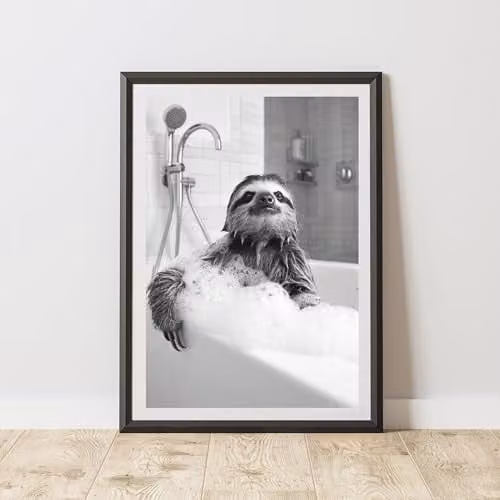 60 Second Makeover Sloth In The Bath Animal Print Paper Poster, A4