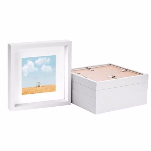 Nicola Spring White Square 3D Box Photo Frame Pack of 5
