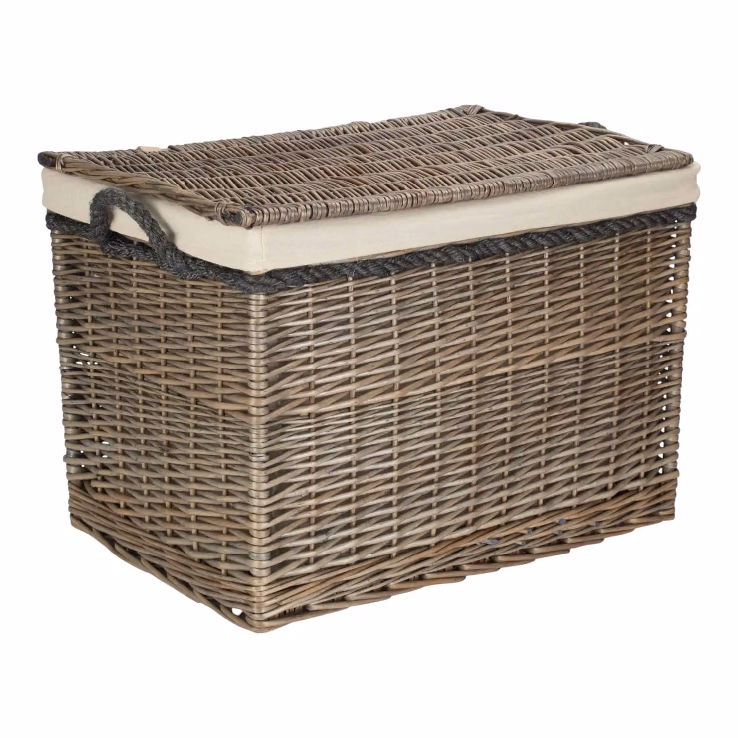 Red Hamper Antique Wash Wicker Square Storage Basket in Brown and Grey – 2