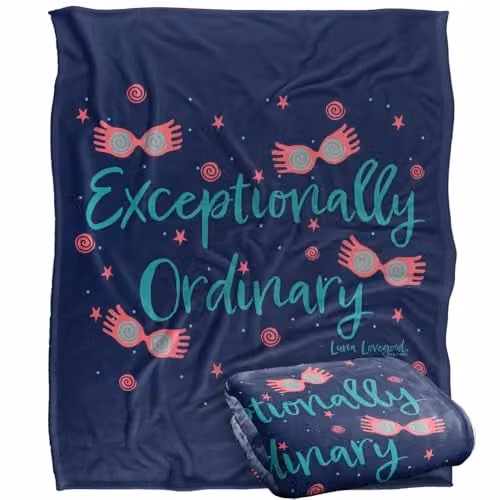 LOGOVISION Harry Potter Luna Lovegood Glasses Super Soft Silky Touch Fleece Throw Blanket, Multicolour, W: 152.4 cm x L: 127.0 cm – 1