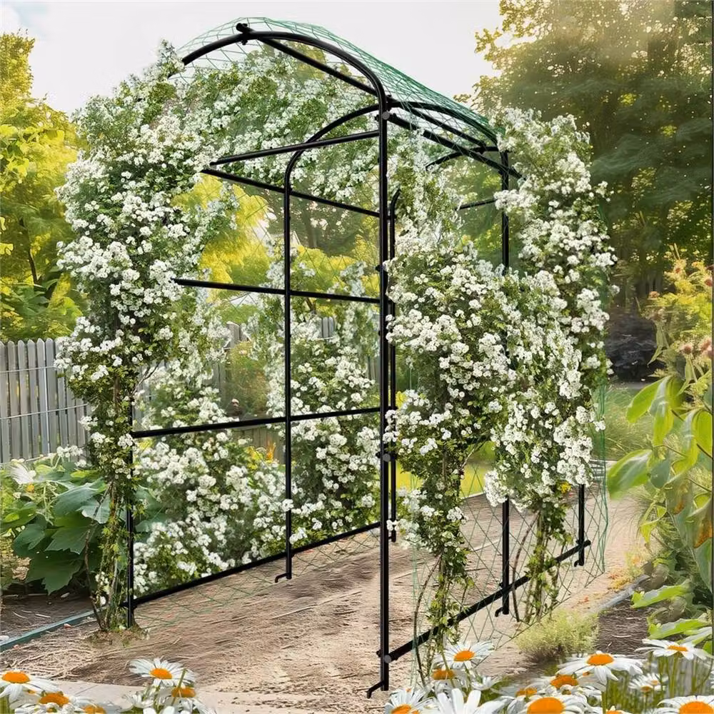 VOGREX XL Metal Garden Trellis, Black U-Shaped Plant Climbing Frame for Beans and Vegetables – 2