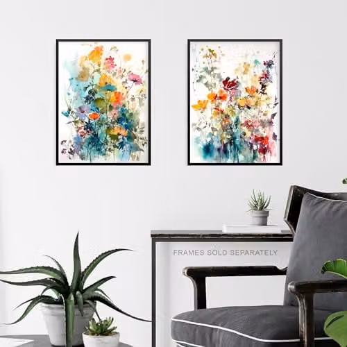 Artery8 Set of 3 A4 Wildflowers Watercolour Floral Artworks, Multicolour Unframed Paper Poster Prints – 4