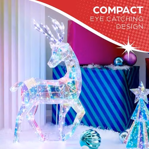 The Christmas Workshop Iridescent Light Up Reindeer with Multicolour White Christmas Lights, W/D/H: 60 x 36 x 13 cm – 5