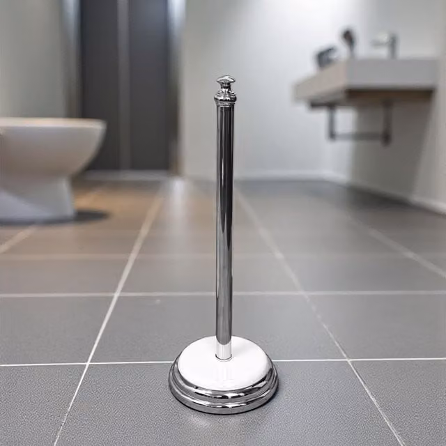 Showerdrape Opera Freestanding Spare Toilet Roll Holder in White and Silver