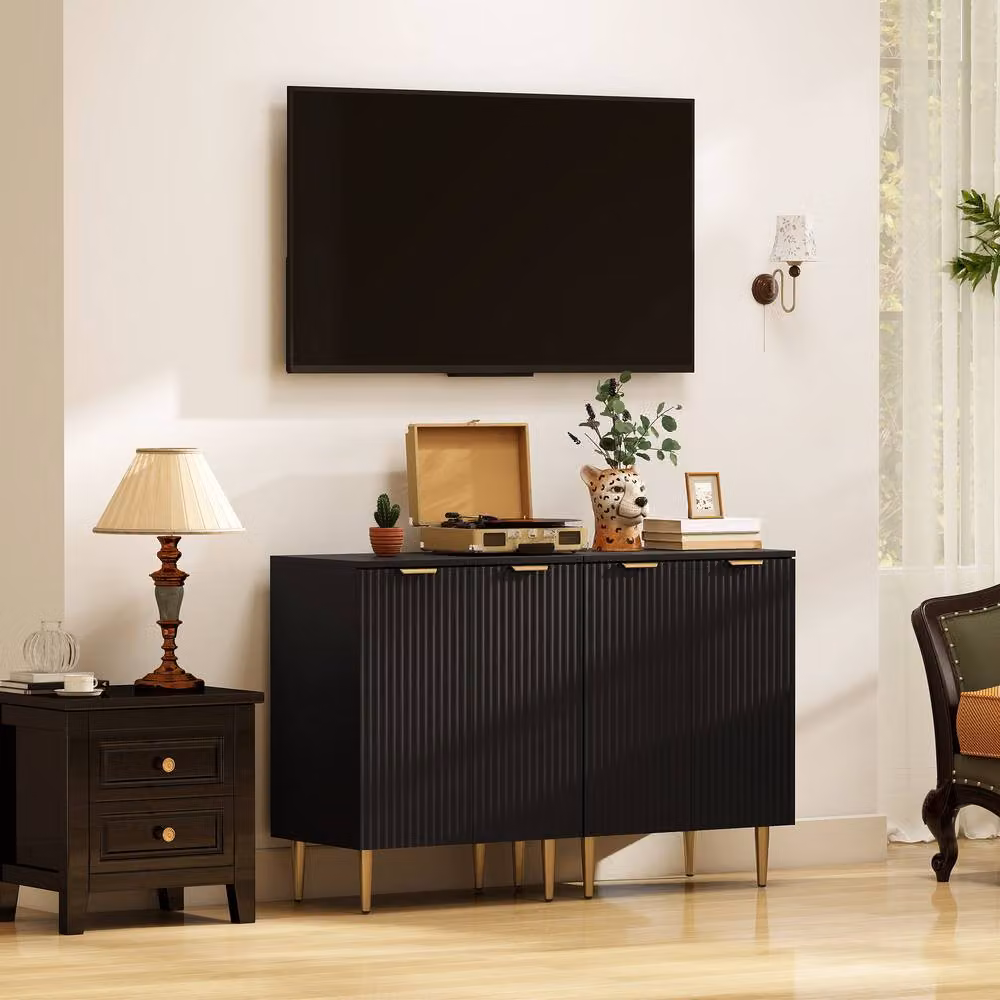 STILVORA Modern Black Sideboard Storage Cabinet with Adjustable Shelves – 7