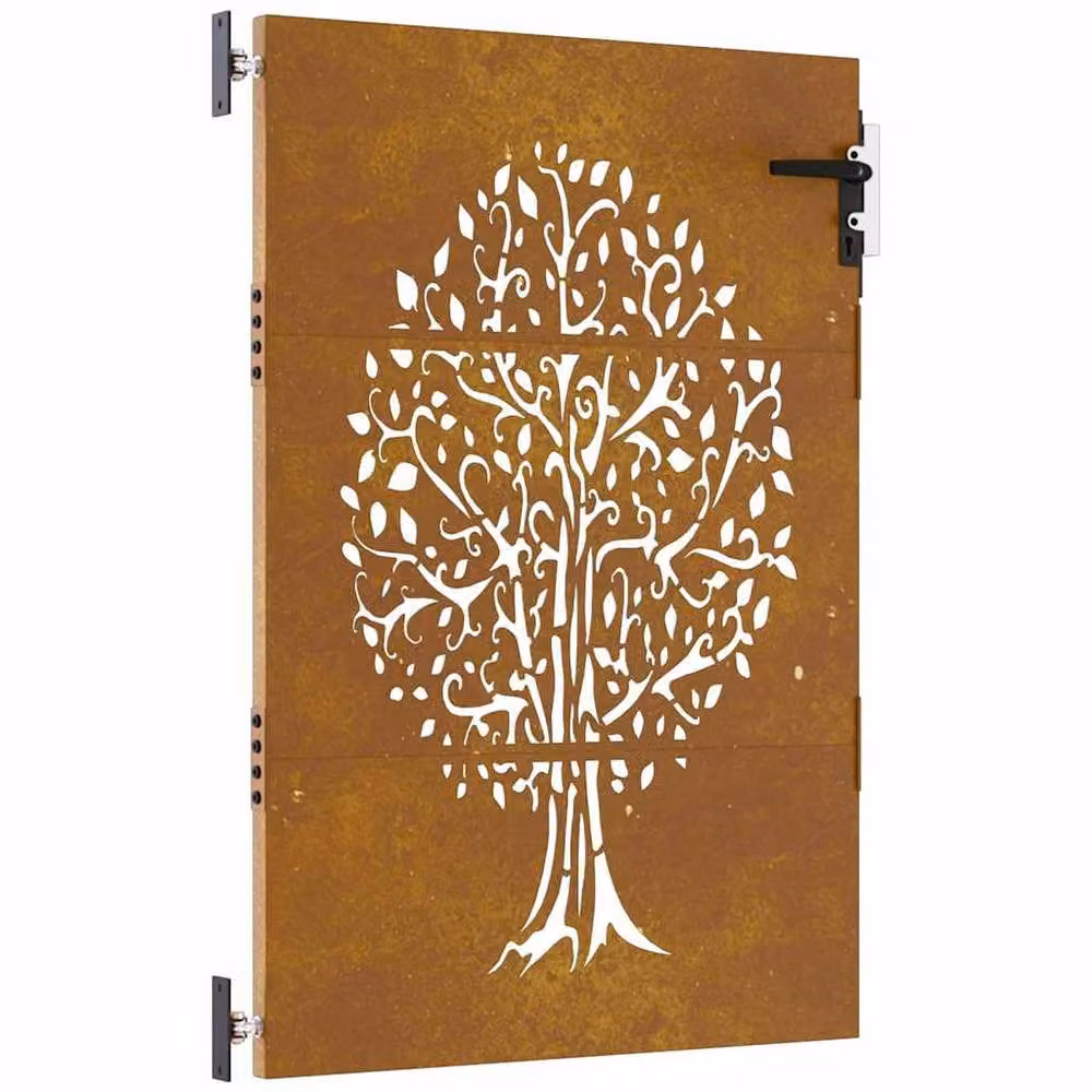 Berkfield Home Beautiful Garden Gate, Corten Steel Tree Design in Brown, W/H: 85 x 150 cm – 3