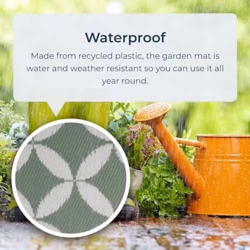 idooka Waterproof Outdoor Rug in Green Circles, W/D/H: 90 x 180 x 1 cm – 3