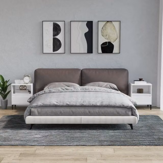Berkfield Home Set of 2 White Bedside Cabinets, W/D/H: 40 x 35 x 50 cm