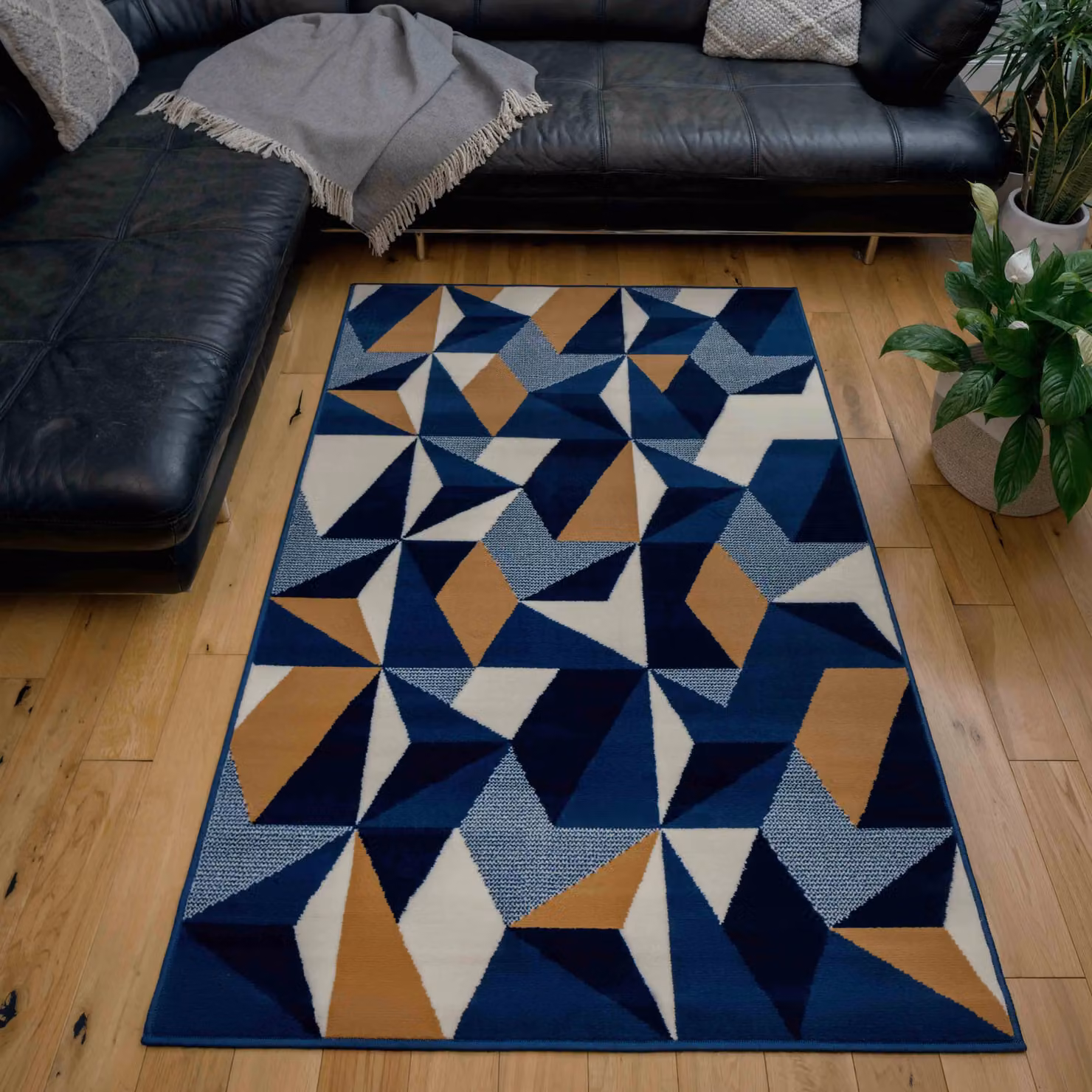 Kukoon Blue Geometric Diamond Living Area Rug, W/D/H: 190 x 280 cm – 2