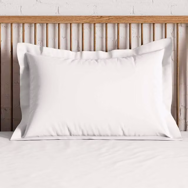Bedeck Pair of White 500 Thread Count Plain Dye Mako Satin Cotton Oxford Pillowcases