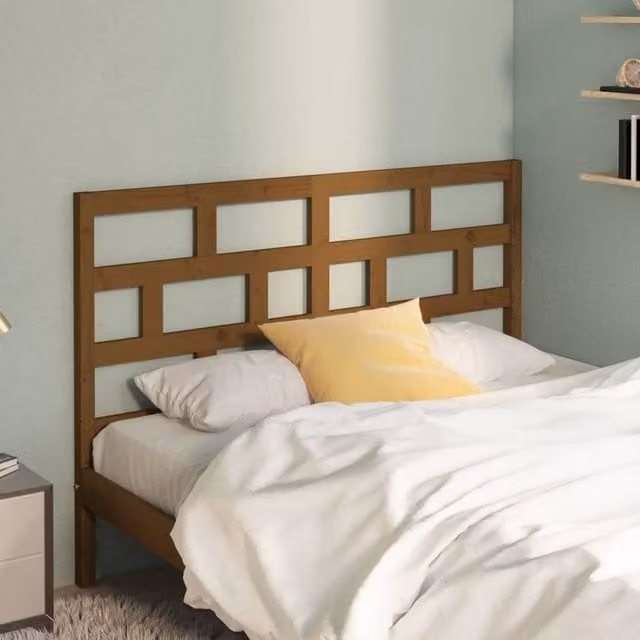 Berkfield Home Beautiful Bed Headboard in Honey Brown Solid Pine Wood, W: 126 cm, D: 4 cm, H: 100 cm – 1