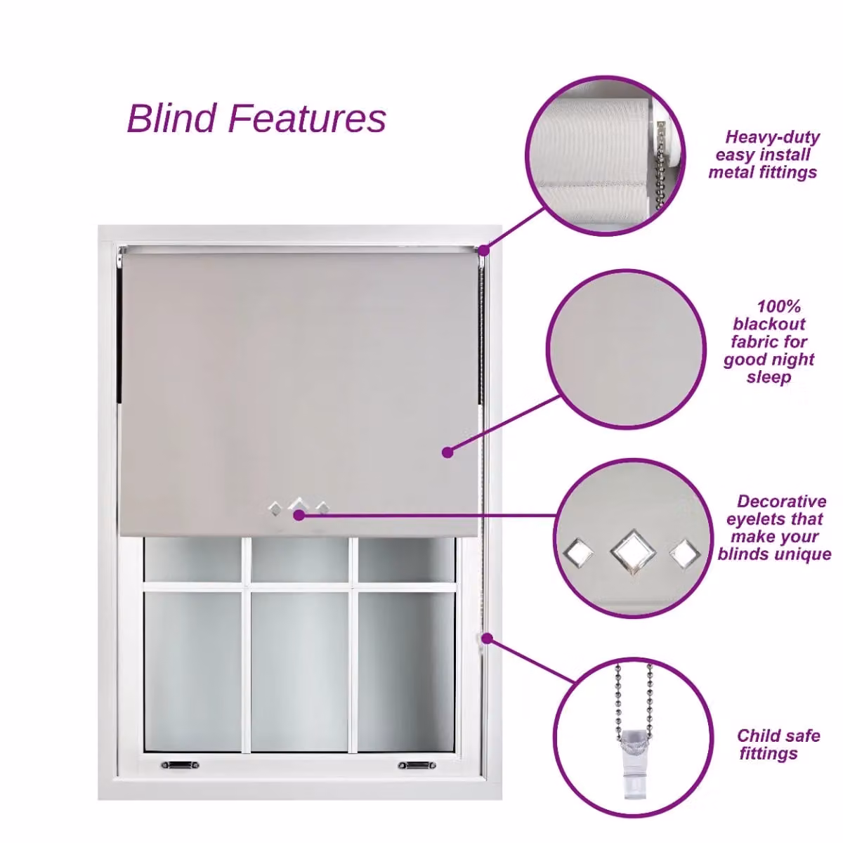Blue Blackout Roller Blind with Thermal Insulation and UV Resistance, Width: 160 cm, Height: 165 cm