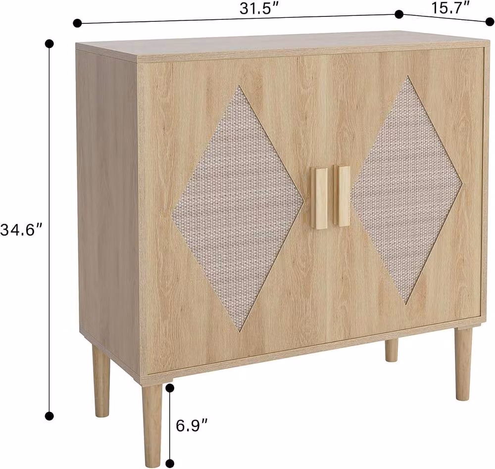 London Boutique Natural Rattan Buffet Storage Cabinet and Sideboard in Beige – 1