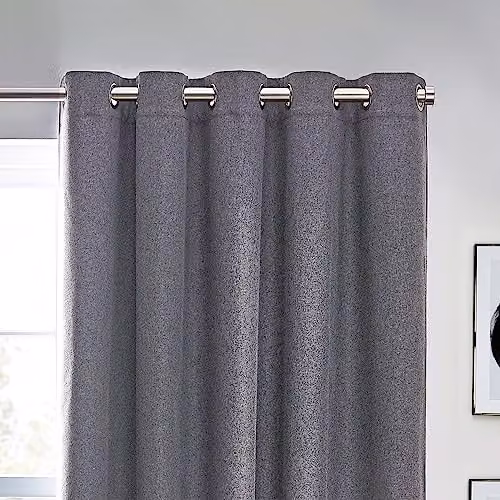 Furn Dawn Blackout Eyelet Curtains, Thermal Insulating Pair in Grey/Black, Width: 229 cm, Drop: 137 cm – 2