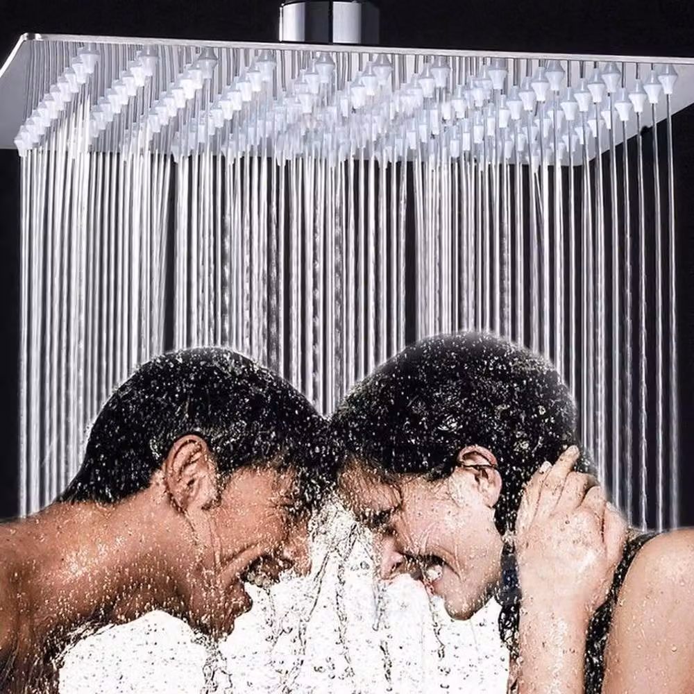 NESTLUNE Large Square Rain Shower Head in Silver Chrome, W: 30.48 cm – 2