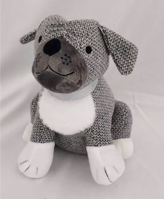 Minster Fabric Dog Door Stop in Multicolour and Grey, W16 x D10 x H25 cm