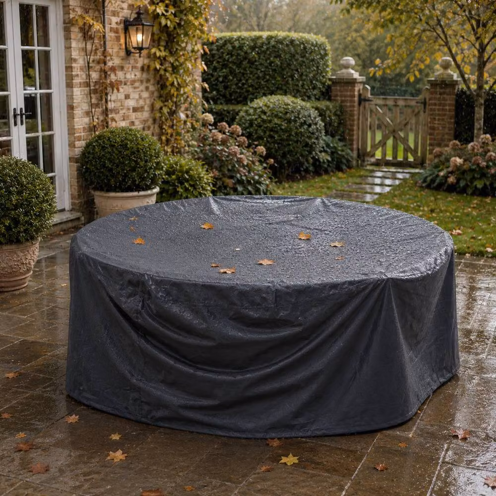 Direct Wicker Black Polyester Garden Furniture Cover for Round Table Sets – 5