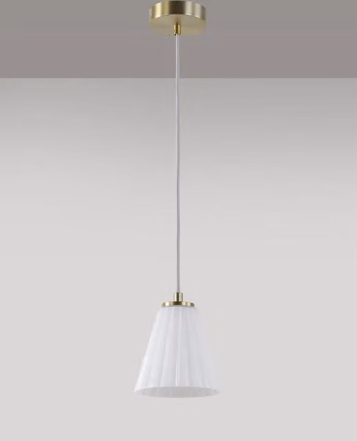 M&S Georgia Suspended Pendant Light in White and Gold/Brass