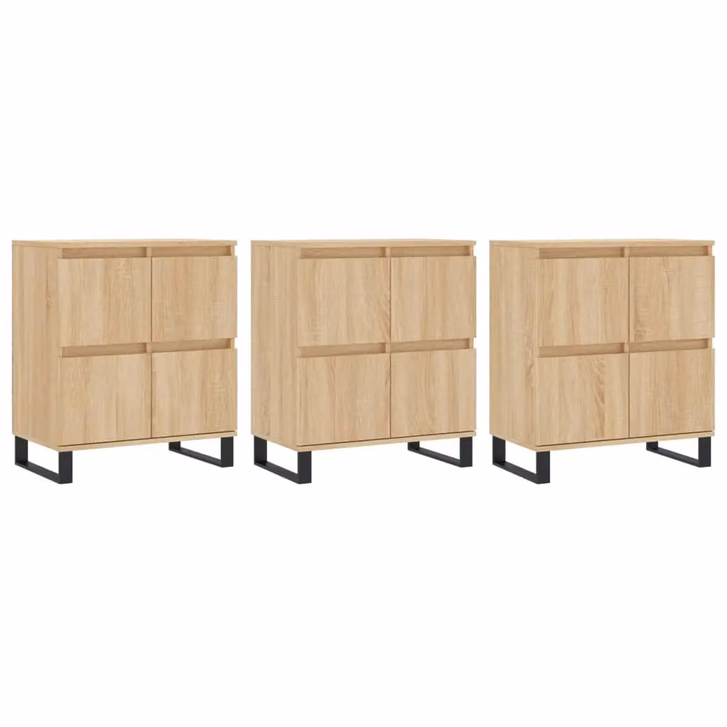 Berkfield Home 3-Piece Sonoma Oak Sideboard Set in Brown Engineered Wood – 2