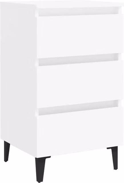 Berkfield Home Bed Cabinet with Metal Legs in White, W/D/H: 40 x 35 x 69 cm