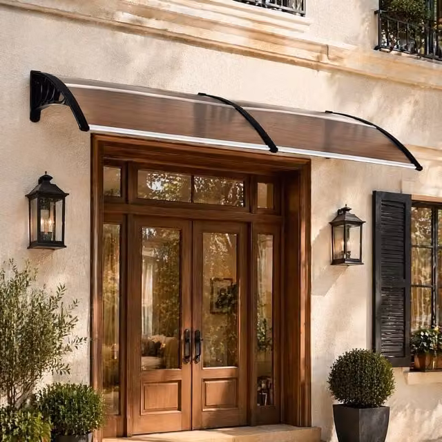 STILVORA Curved Door Awning in Brown, Width: 195 cm
