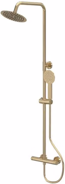 Nuie Gold Thermostatic Shower Bar Valve Rigid Riser Kit with Handset