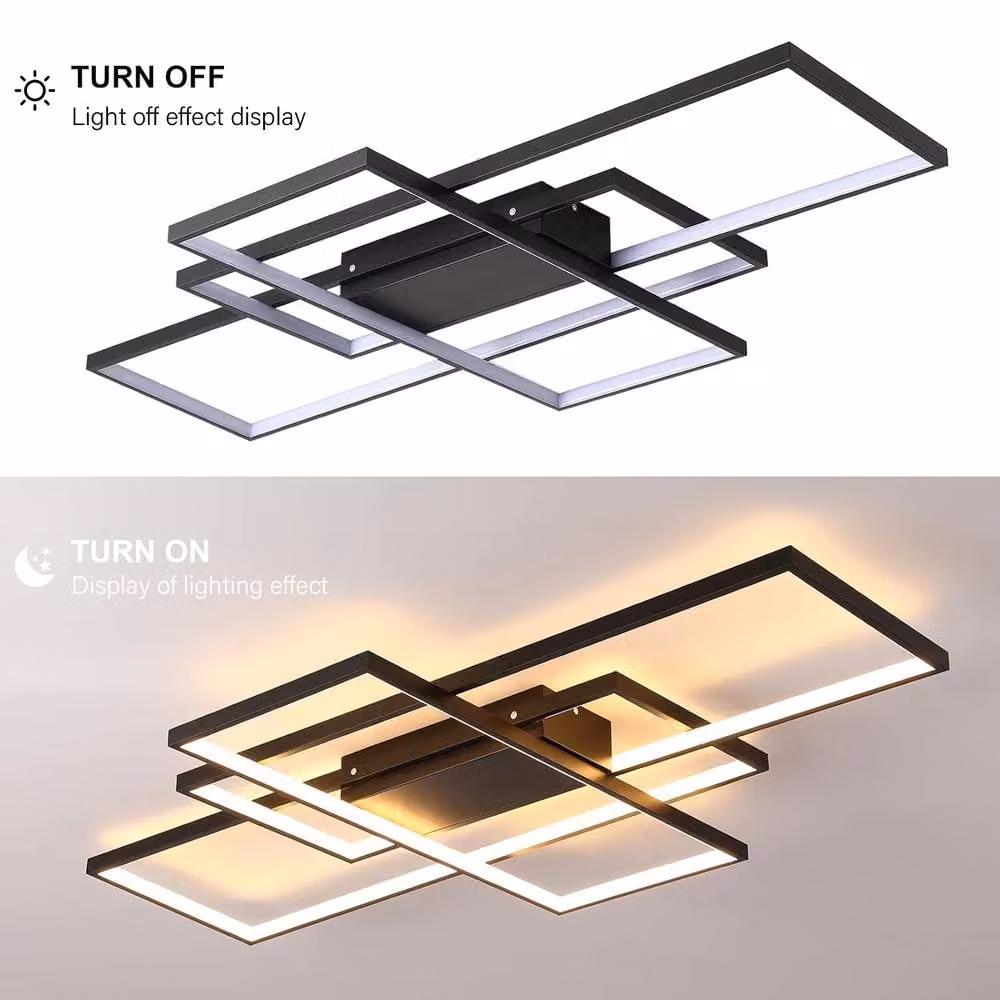 INMTFEI Black Modern Geometric LED Ceiling Light, Dimmable with Remote Control – 5