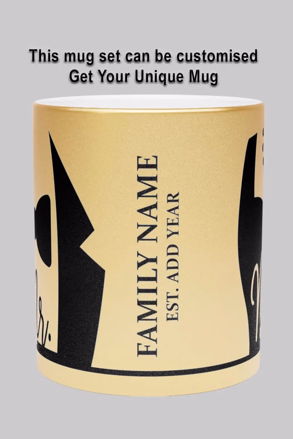 Simply Stunning Mugs Personalised Mr. & Mrs. Gold and Black Ceramic Mug Set of 2