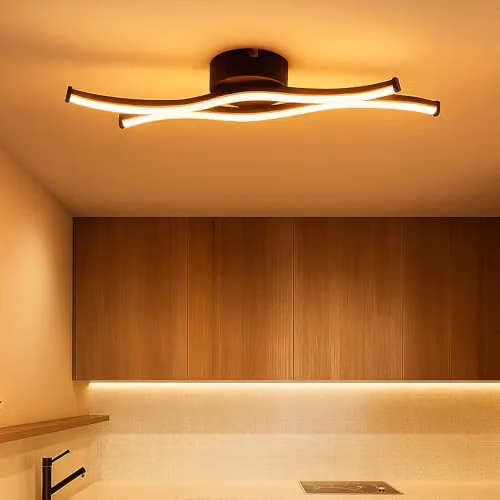 Netlighting Boyd Semi Flush Ceiling Light in Matt Black with Warm White LED – 2