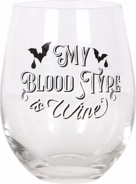 Something Different My Blood Type Is Wine Stemless Wine Glass in Clear