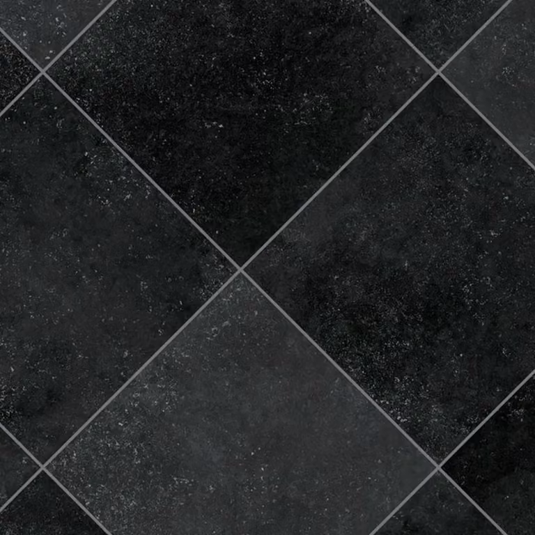 Vinyl Flooring UK Black Chequers Effect Geometric Tile Look Vinyl Flooring Sheet, W: 400 cm, L: 800 cm