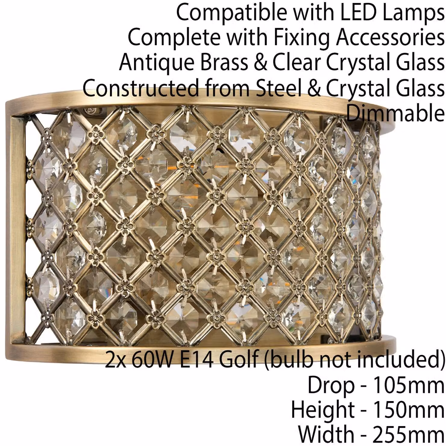 Loops Crystal Cage Wall Light in Brass and Transparent Glass – 2