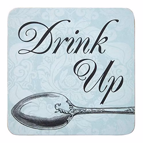 Premier Housewares Let's Eat Round Cork Coasters, Green, Set of 4