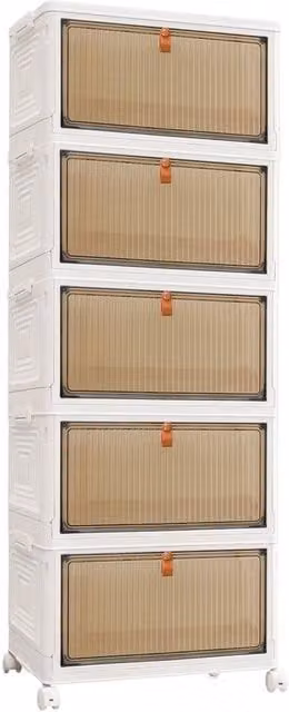 FORGEVIO 5-Tier Stackable Storage Cabinet in White, W/D/H: 39 x 28 x 98 cm