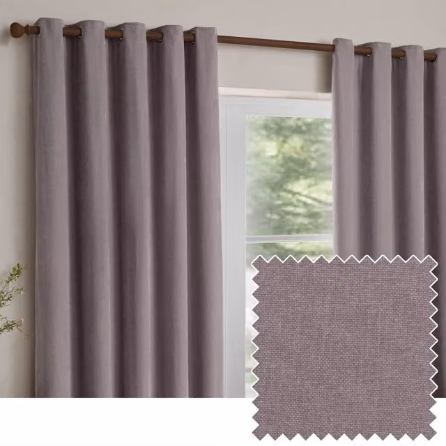 Yard Heavy Chenille Velvet Room Darkening Eyelet Curtain Pair in Pink, W: 229 cm, H: 183 cm – 1