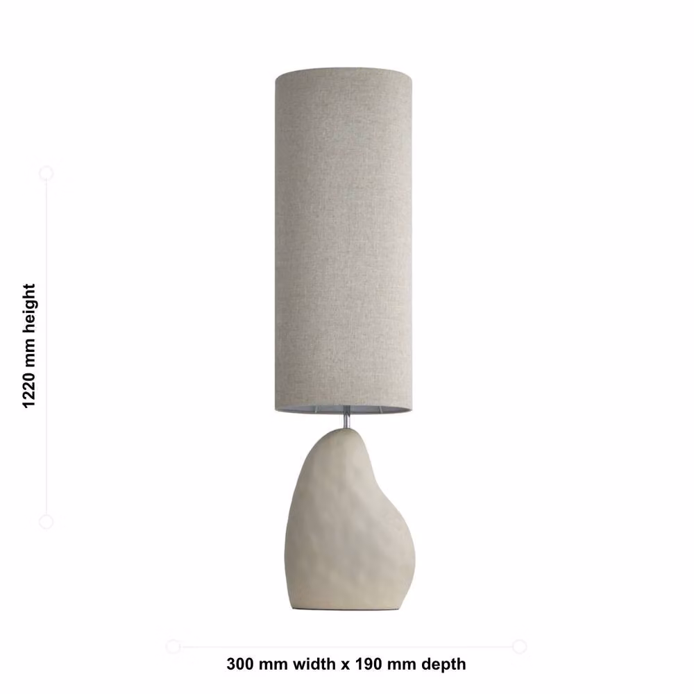First Choice Lighting Pebble Beige Ceramic Floor Lamp with Fabric Shade, Height: 122 cm – 3